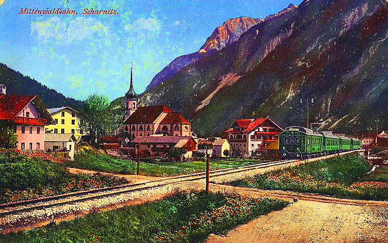 alte Postkartenansicht aus Scharnitz