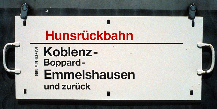 k-001. Hünsrückbahn Zuglaufschild 